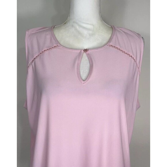 Kasper Cap Sleeveless Knit Cami with Keyhole Neck Plus Size 1X (14/16) - Picture 9 of 11